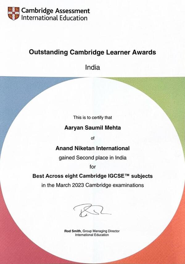 Learners from Anand Niketan International win prestigious Outstanding Cambridge Learner Awards, photo 2