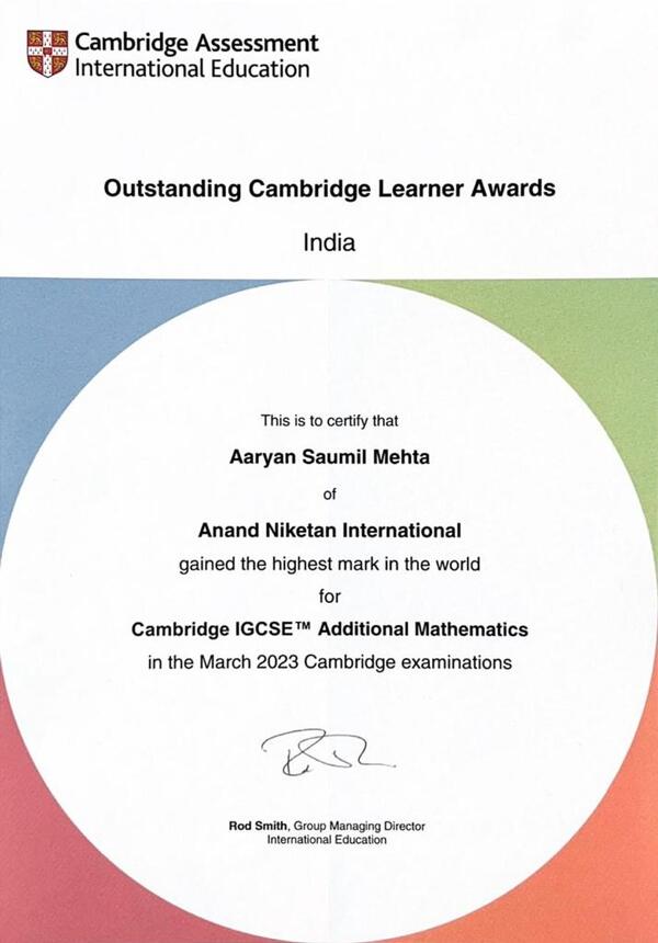 Learners from Anand Niketan International win prestigious Outstanding Cambridge Learner Awards, photo 4